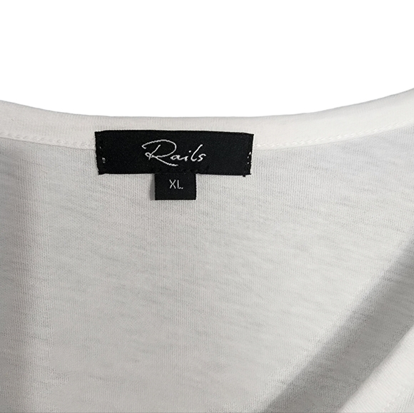 Rails Luella Pleated Top Ivory V Neck Ruffle Peplum Balloon Sleeve XL - Picture 5 of 8